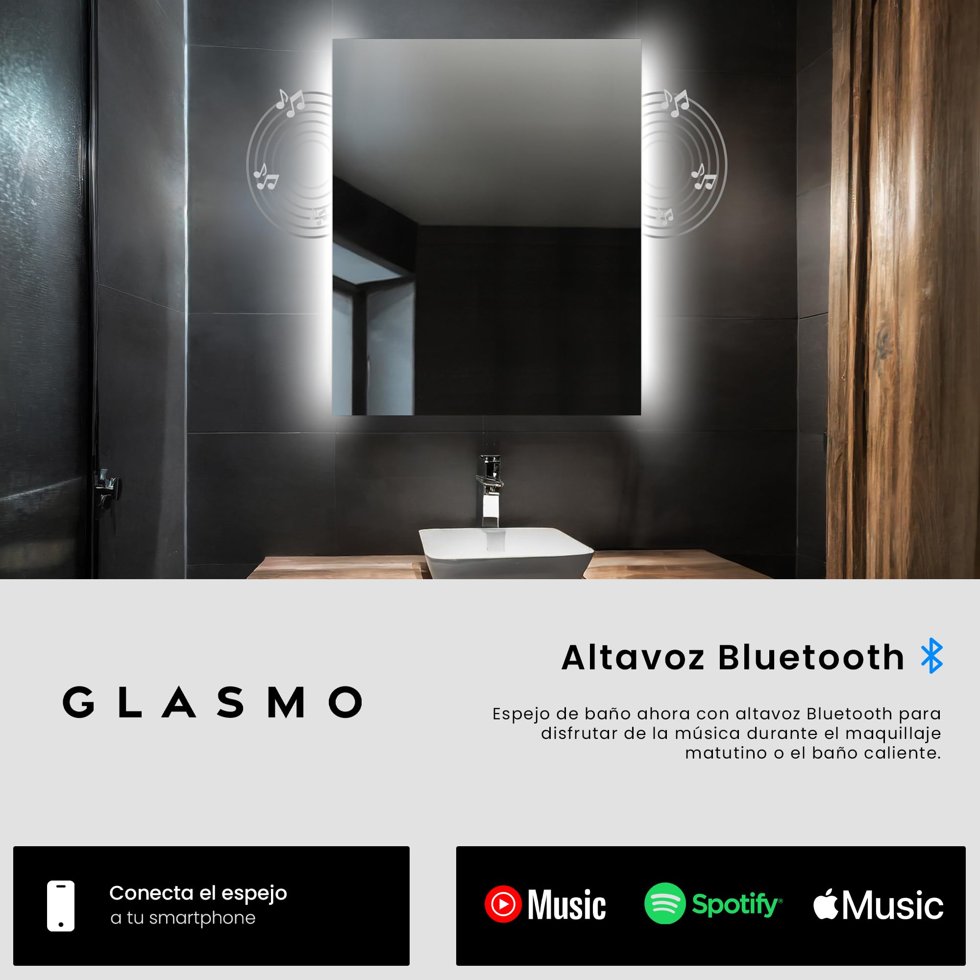 FORAM Espejo de Baño con Iluminación LED 160x80 cm Alana - Luz Espejo de Pared con Accesorios - Diferentes tamaños para Baño Dormitorio Maquillaje