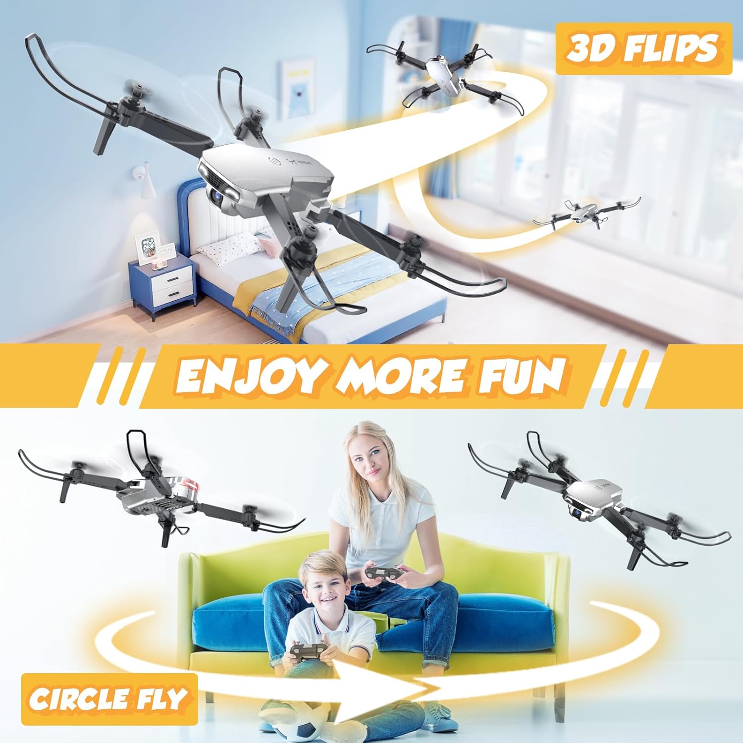 Drone performing 3D flips and circle fly