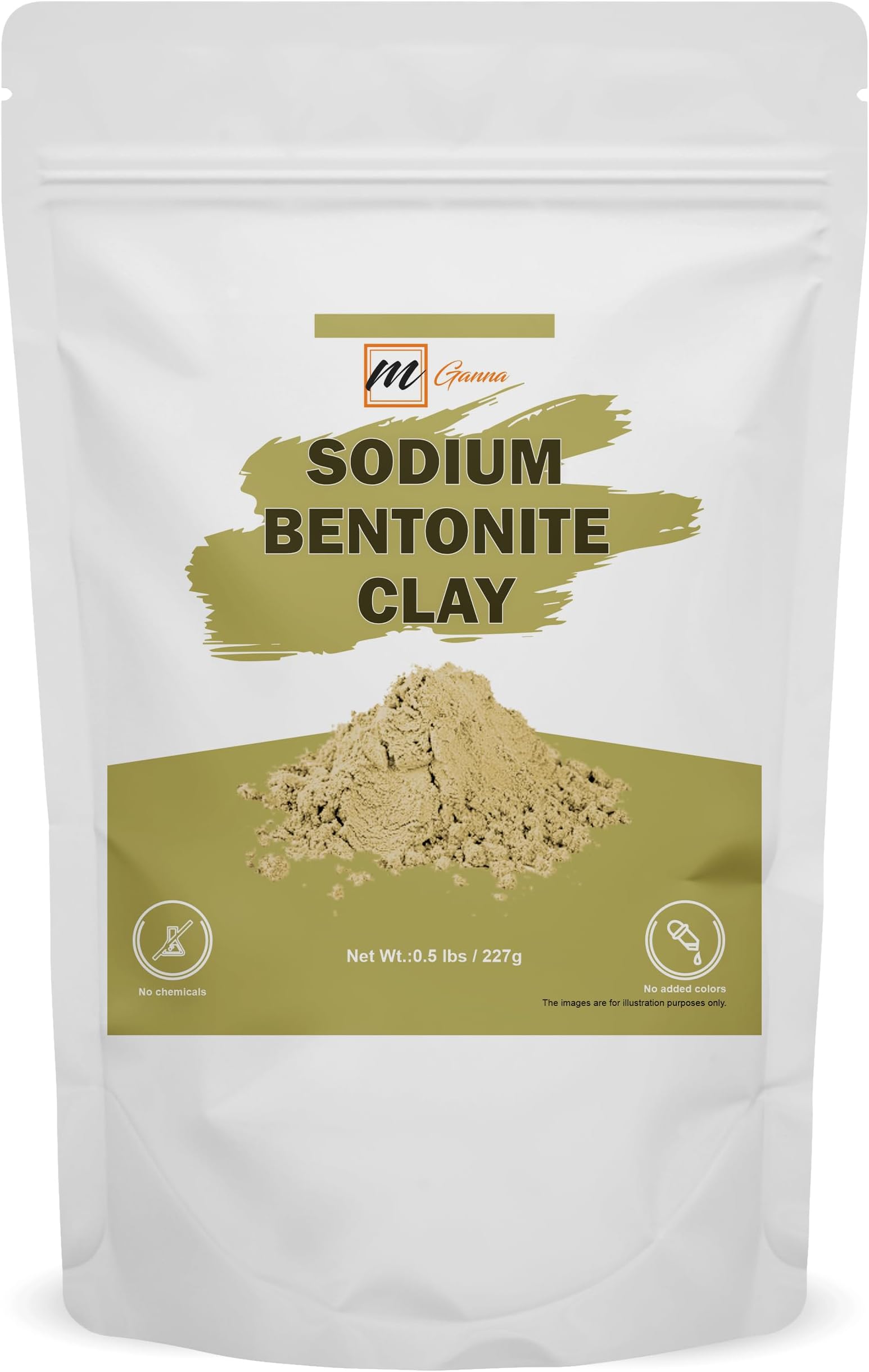 100% Natural Sodium Bentonite Clay Powder (Food Grade) for Body Detox, Facial Masks, Creams, Body Wraps, Skin Tightening, and Soap Making 0.5 LBS / 227 GMS