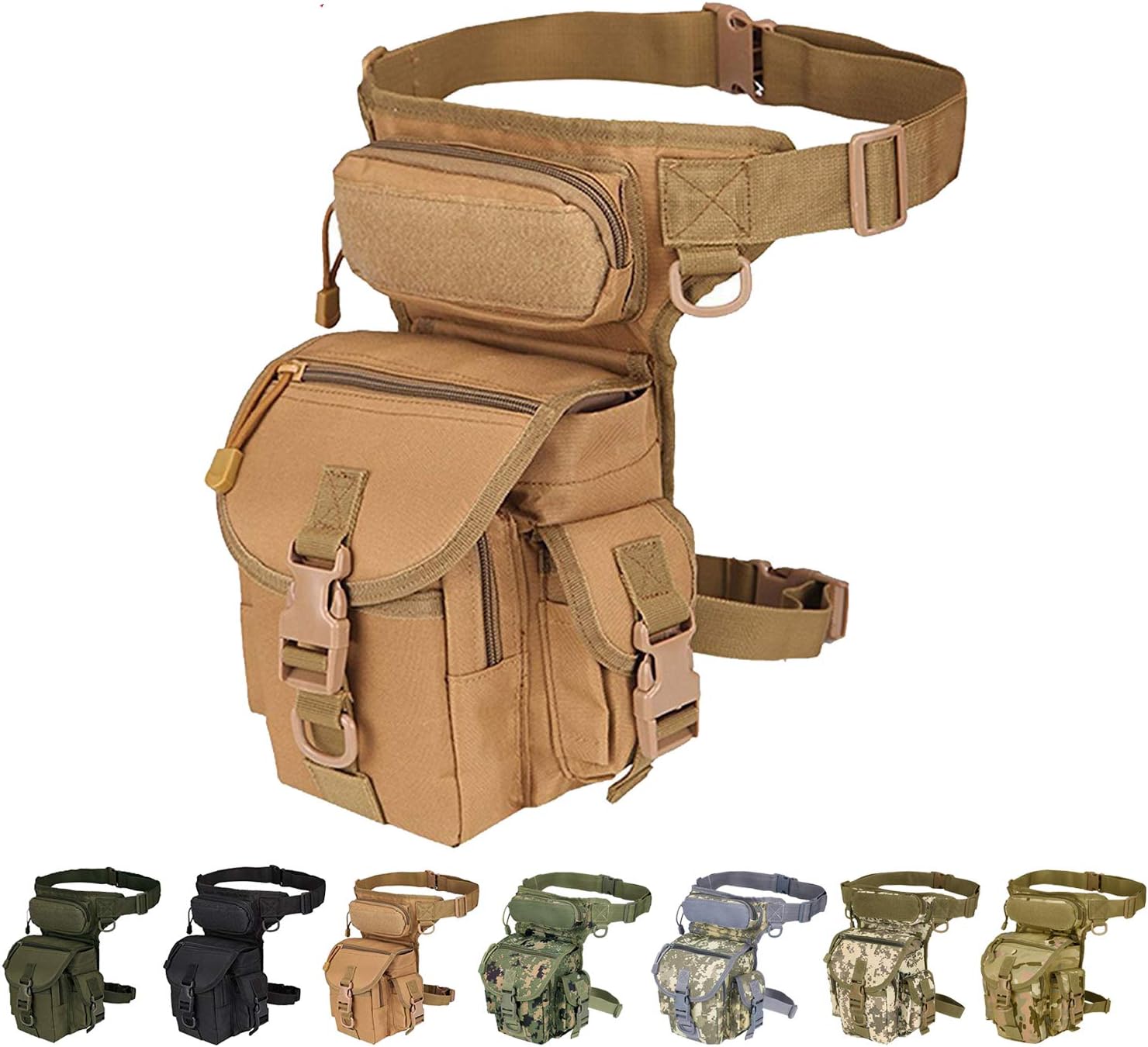 Multi-Purpose Tactical Drop Leg Bag Tool Fanny Thigh Pack Leg Rig Military Motorcycle Camera Versipack Utility Pouch, Black/Coyote Tan/Army Green/Camouflage 7 Colors Available