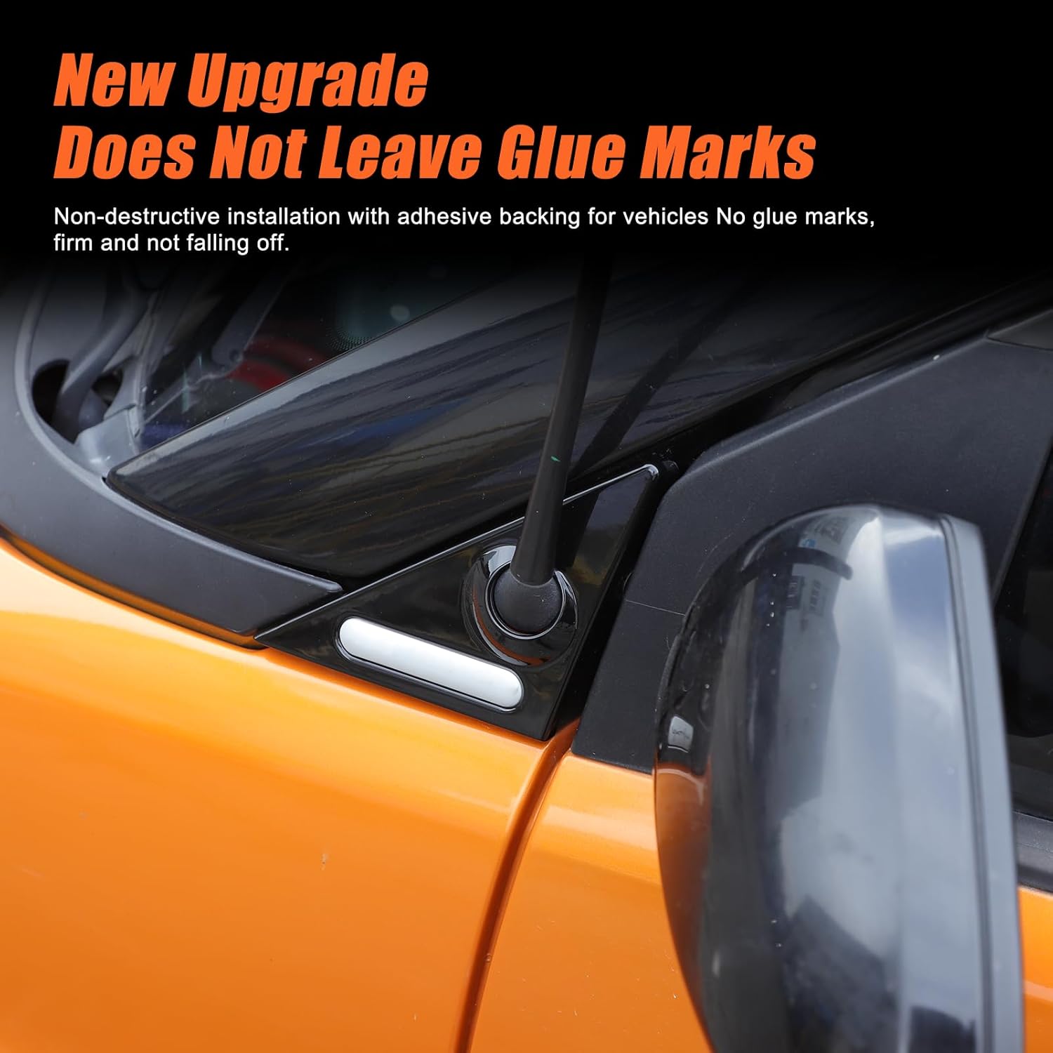 Front Side Window Antenna Triangle Cover Trim Compatible with Mercedes Benz Smart 451 Fortwo 2009-2015 ABS A-Pillar Rearview Mirror Front Spoiler Antenna Trim Cover Stickers (Glossy Black)