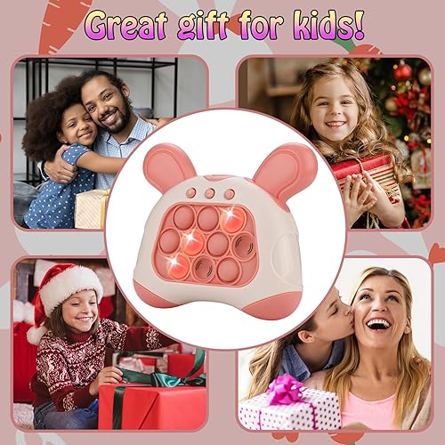 Miniatura 6 de Juego de empuje rápido, consola de juegos de burbujas de mano con orejas de conejo, juego de burbujas para presionar, juguetes sensoriales para