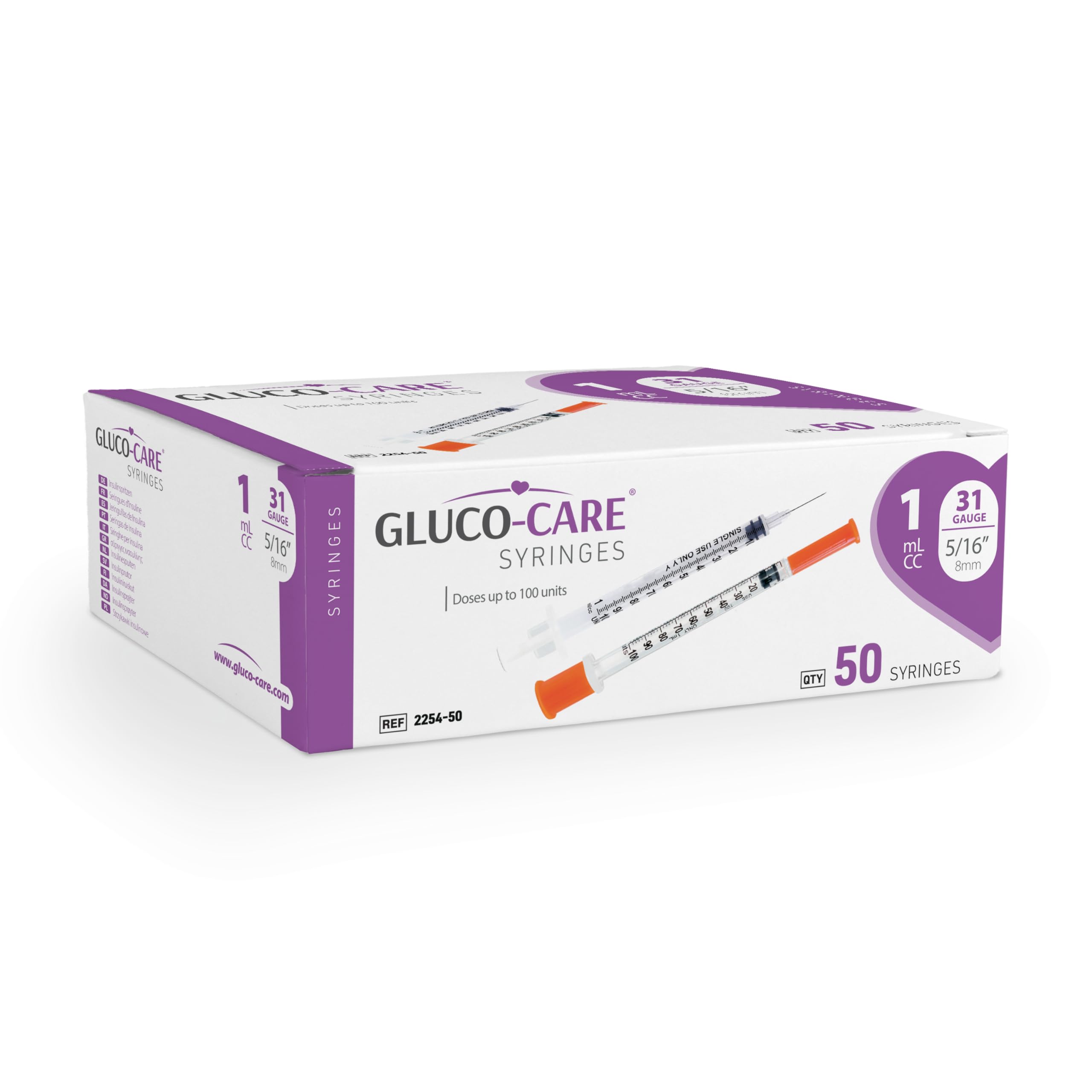 GLUCO-CARE 1ml /cc Syringes 31G x 5/16’’ (8mm), Orange Cap, Box of 50 pcs — Amazon image 9