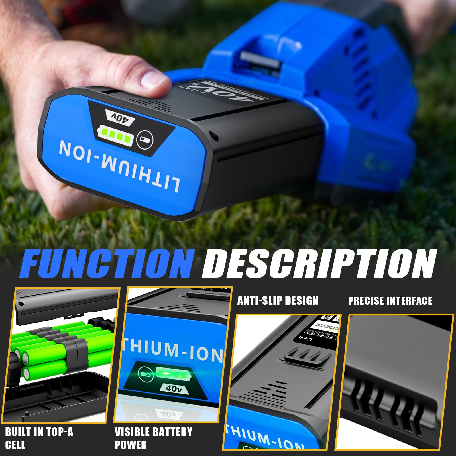 40 V di ricambio per Kobalt 40 V batteria 6.0Ah MAX 2540C-06, batteria ricaricabile agli ioni di litio per utensili elettrici Kobalt 40 V cordless