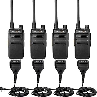 Retevis RB87 2 Way Radio Long Range, Walkie Talkies with Shoulder Mic, Rugged,for Adults, Two Way Radio for Construction Police School Security(4 Pack)