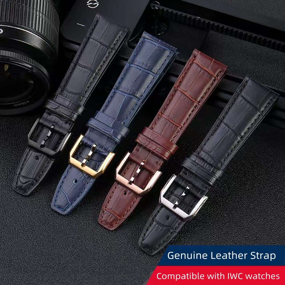 Cinturini per orologi IWC Cinturini in Vera Pelle 20mm 21mm 22mm Alligatore Goffrato Cinturini per Chiusura di Distribuzione IWC Portugieser per IWC Portofino Pilot'Watch Strap Original