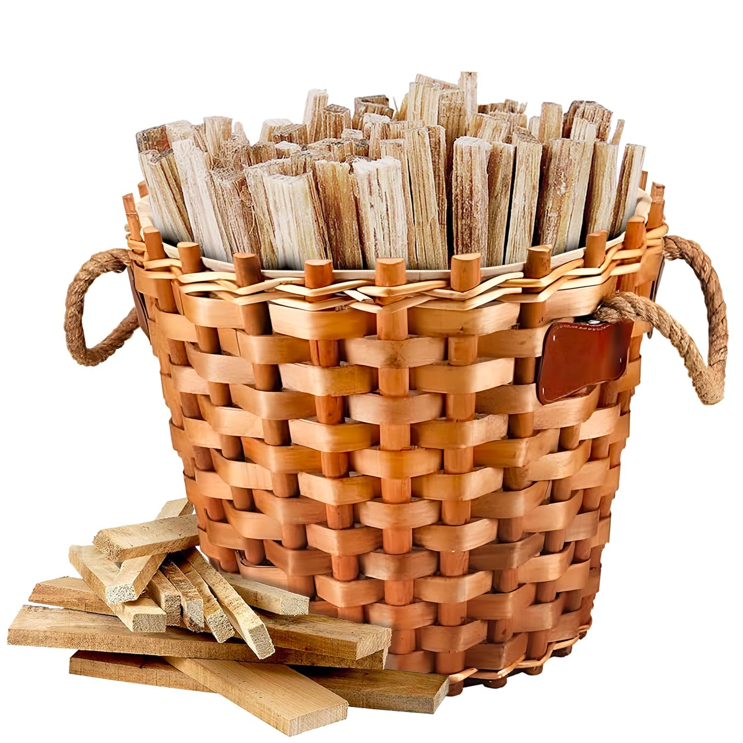 Avilia Cesta Portalegna da Interno Foderata, 47x40cm - Design Elegante in Rattan, Maniglie per Trasporto, Ideale per Camino e Ardere
