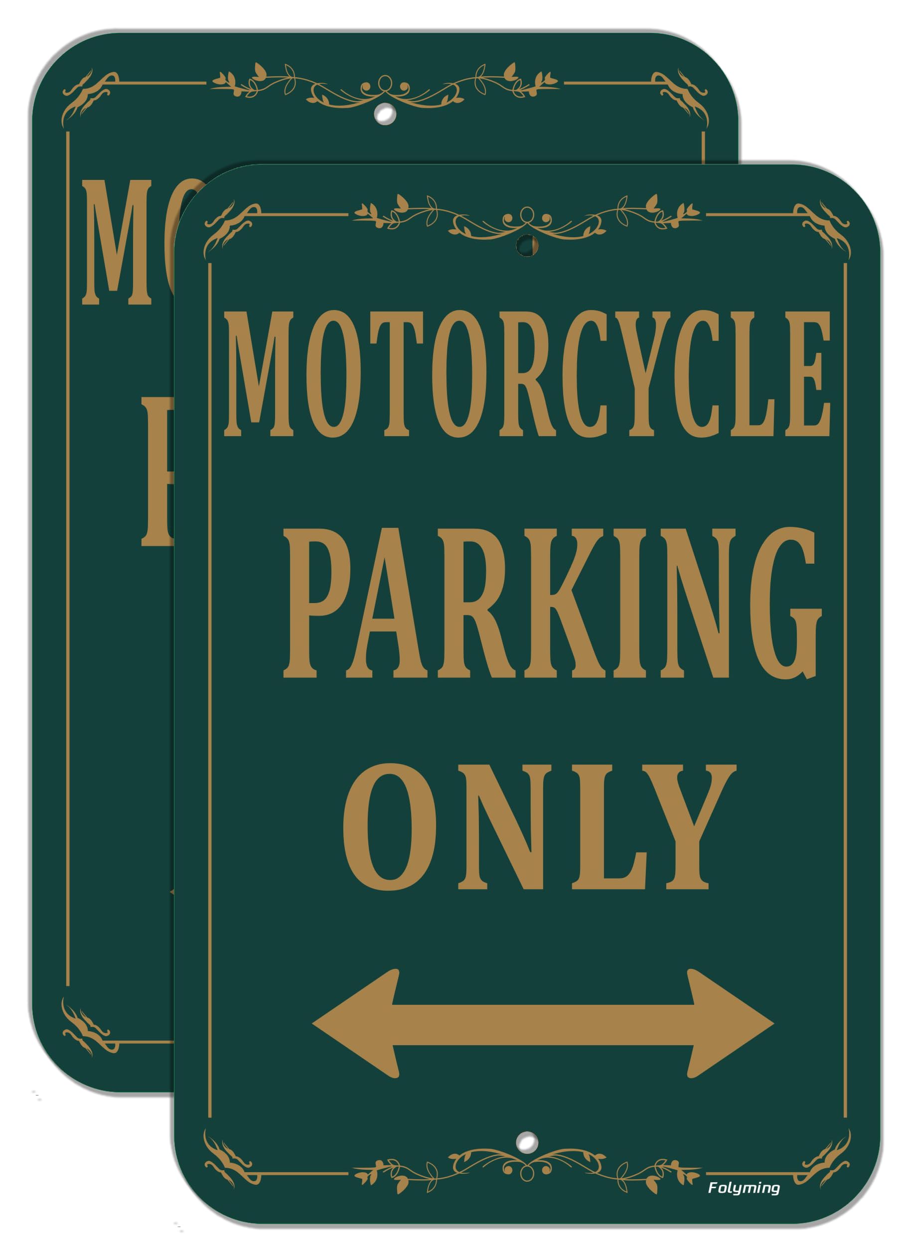 2 Pack Motorcycle Parking Only Signs 12 x 18 Inches Parking Signs Metal Reflective Sturdy Rust Aluminum Weatherproof Easy to Install