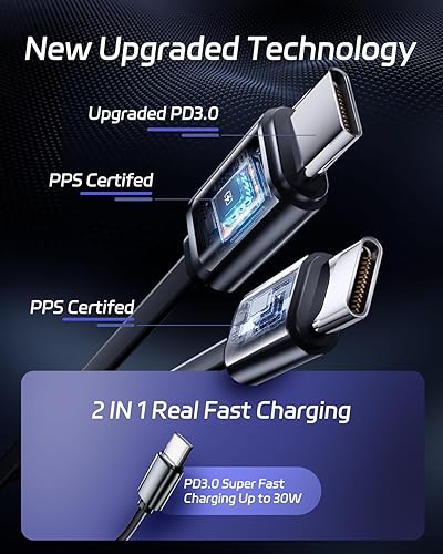 Miniatura 4 de Retractable Car Charger,66W Super Fast USB Car Phone Charger,Dual TypeC Retractable Cables (31.5 inch) and 2 USB Ports Car Charger Adapter for