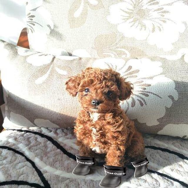 Foto 7 de 7 de 4 Piezas Zapatos Perro Botas, Botas de Silicona Impermeables para Perros