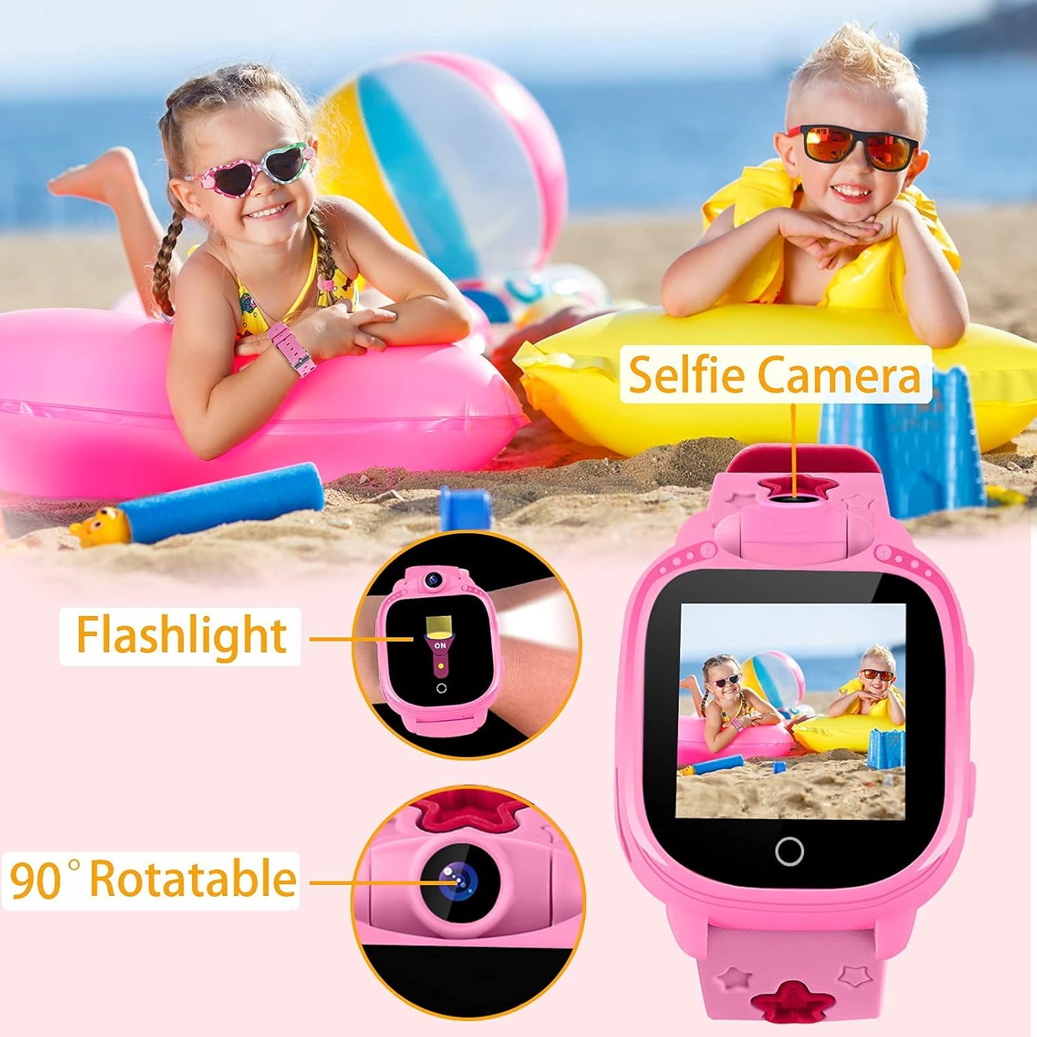 Flash Deals - 50% OFF PROGRACE Kids Smartwatch for Girls - Bundled with Kids Camera for Gilrs Underwater Camera Toy Birthday for 3 4 5 6 7 8 9 10 11 12 Years Old Toddler Children