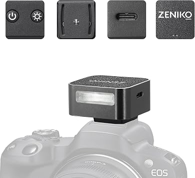 Zeniko ZF04 Lightweight On-Camera Flash,Mini Flash Speedlite, CCT 6500K200K,372 Full-Power Flash Light with Universal Hot Shoe Mount Fit for Canon, Nikon, Sony, Fuji,Leica Cameras Black