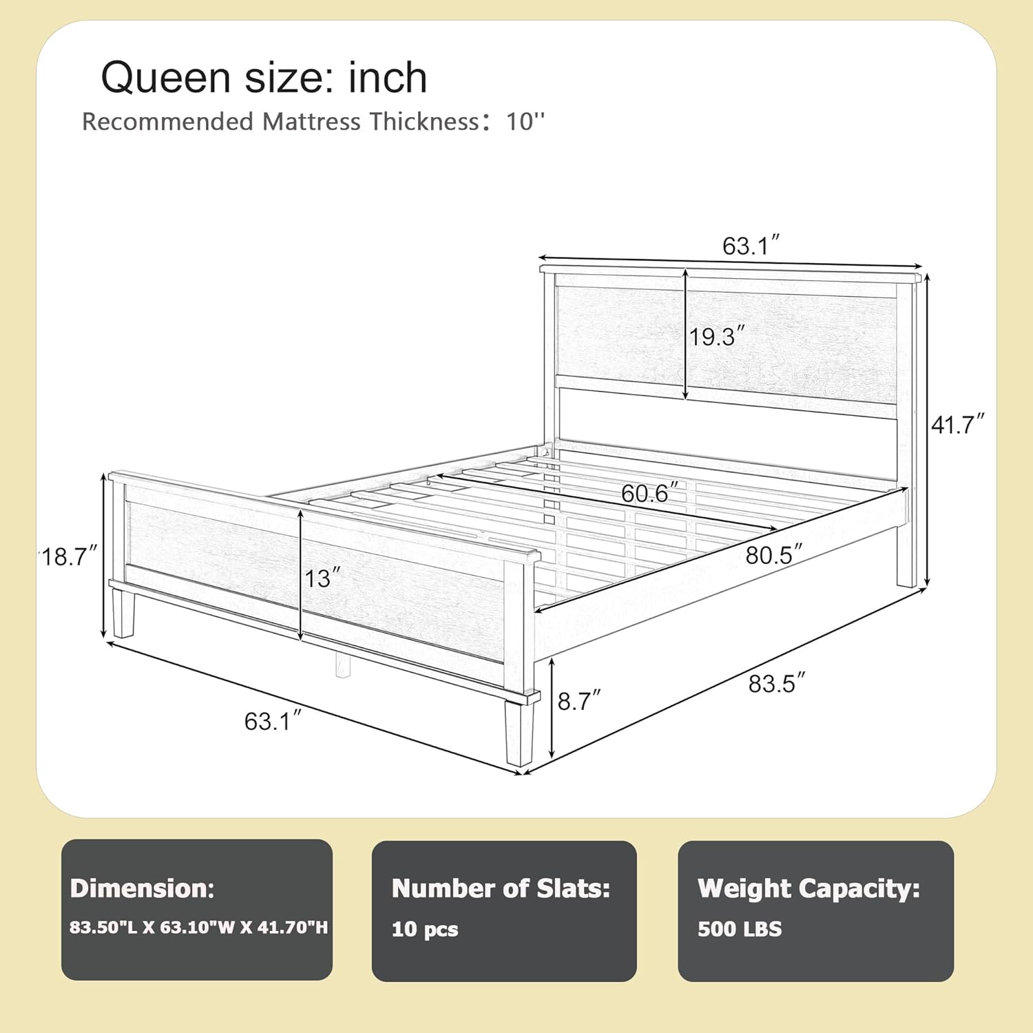 LZ LEISURE ZONE Mid-Century Queen Size Wood Platform Bed with Headboard,Wood Slat and Center Support Legs,No Box Spring Needed,White