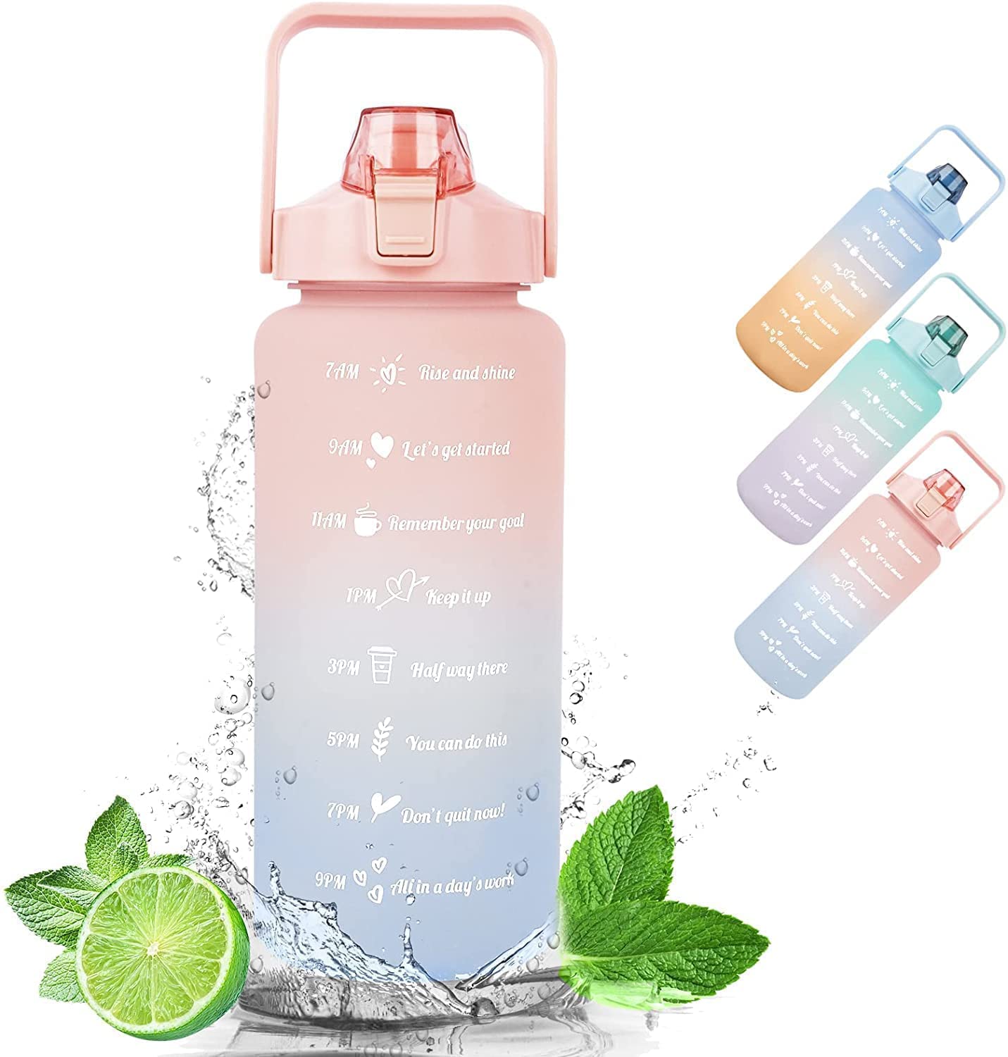 EMAILYA RETAILS Half Gallon/2L Water bottle with Straw & Time Marker, Tritan BPA Free Water Jug with Handle, Leakproof Motivational Water Bottles for sports, Gym, Outdoor (2 Liter) (B0CH3VCTSB) Amazon Price History, Amazon Price Tracker