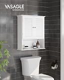 VASAGLE Meuble Mural, Meuble de Rangement Suspendu pour Salle de Bains, Armoire à Pharmacie avec Étagère Réglable, Double Porte et Étagère Ouverte, 20 x 60 x 70 cm, Blanc BBC27WT - 2