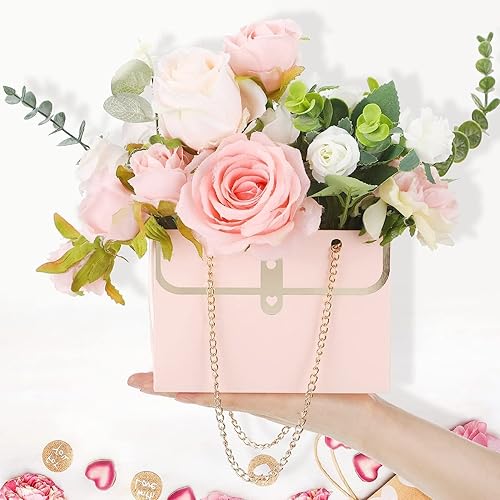 Miniatura 4 de LONG XIN SERIES 12 unids bolsas de regalo de flores rosas Floristería regalo cajas de papel artesanales bolsas de flores portátiles bolsas de regalo