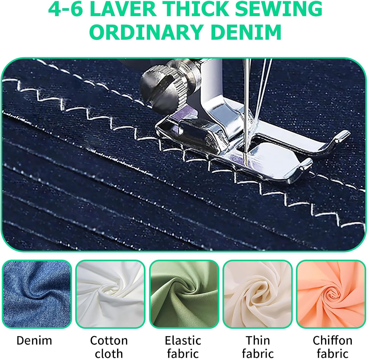 16-Stitch Built-in Beginner Sewing Machine,2-Needle Mini Adjustable Speed Sewing Machine,Easy-to-Use Household Electric Sewing Machine with Accessory Kit,Suitable for All Kinds of DIY Sewing Projects - Image 3