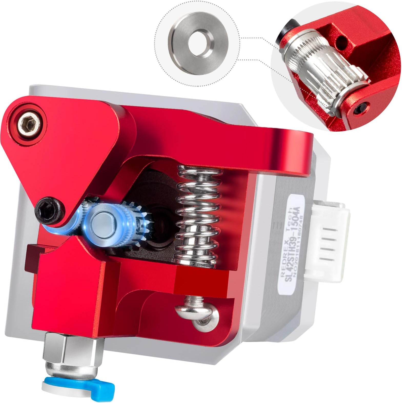 Redrex Dual Gear Ender 3 Extruder with Two Washers Metal Drive Feeder Upgrade Kit Compatible with Creality Ender 3 V2 Pro,Ender 3 Neo Series,CR10 3D Printer TPU Filament Supported(Motor Shaft>21.5mm)