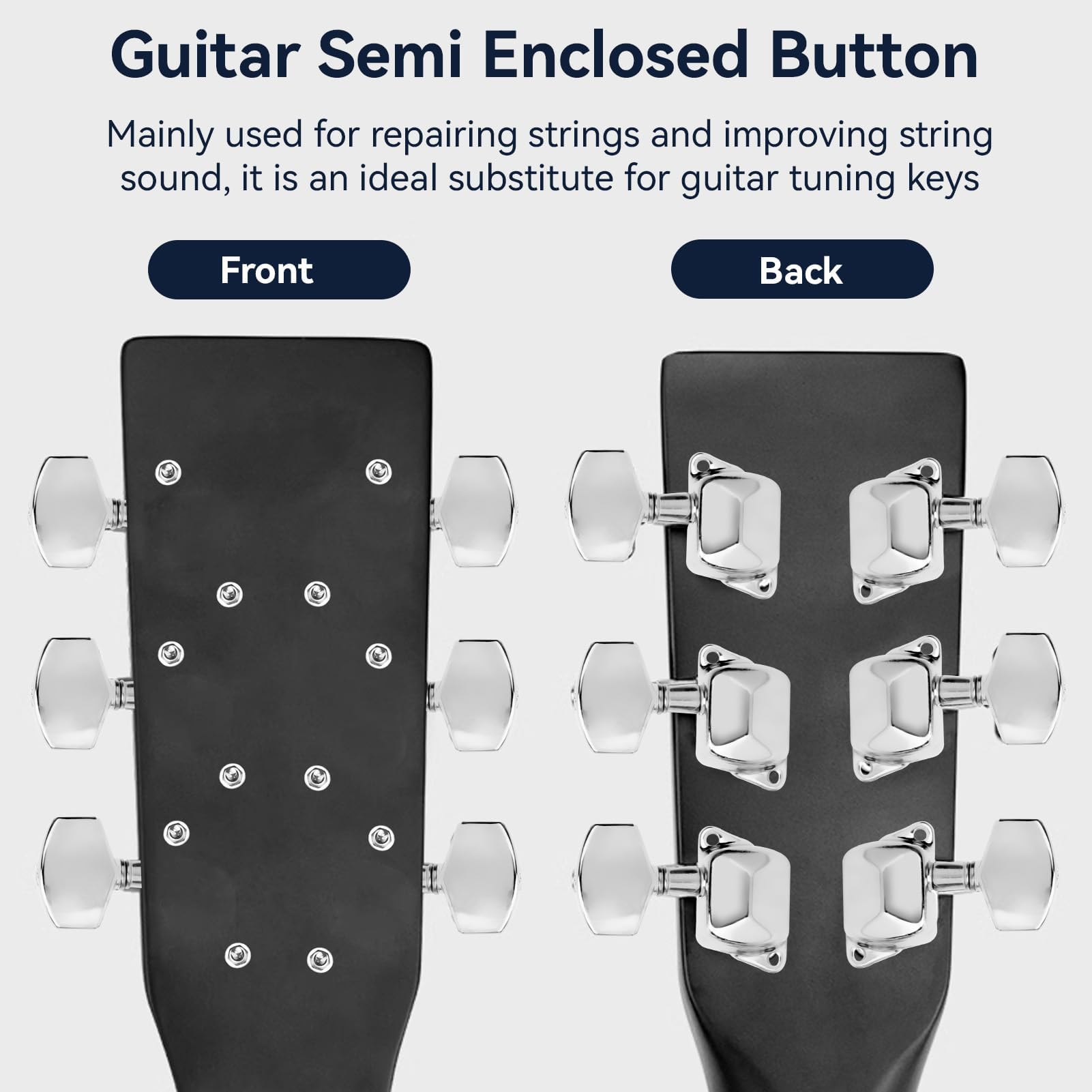 Chevilles Accordage Guitare Chevilles D'accordage Guitare Unxuey 3L+3R - Mécaniques Argent Avec Boutons Mécaniques Guitare Fermées