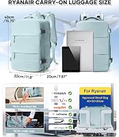 Rucsac de bagaj de mână cu vacuum BJLFS pentru Ryanair, cu sistem de vidare, compartiment pentru laptop de 14 inchi, 40x30x20 cm, 40x20x25 cm, cu pompă inclusă 3