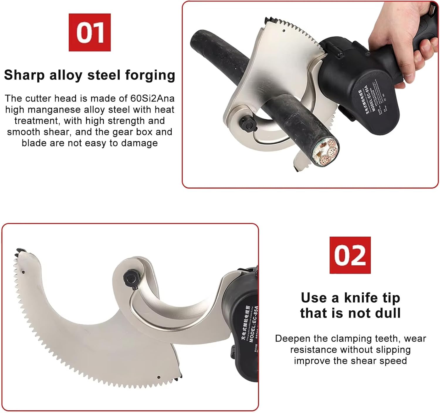 Handheld Electric Cable Hydraulic Shear, Cordless Automatic Cable Cutting Tool, for Copper Aluminum Wire Power Maintenance,EC85A