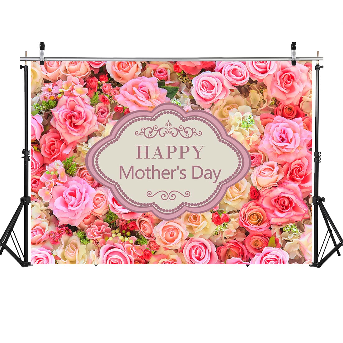 WOLADA Happy Mothers Day Photography Backdrop Mother's Day Flowers Wall Photography Backdrop 7x5FT 12028