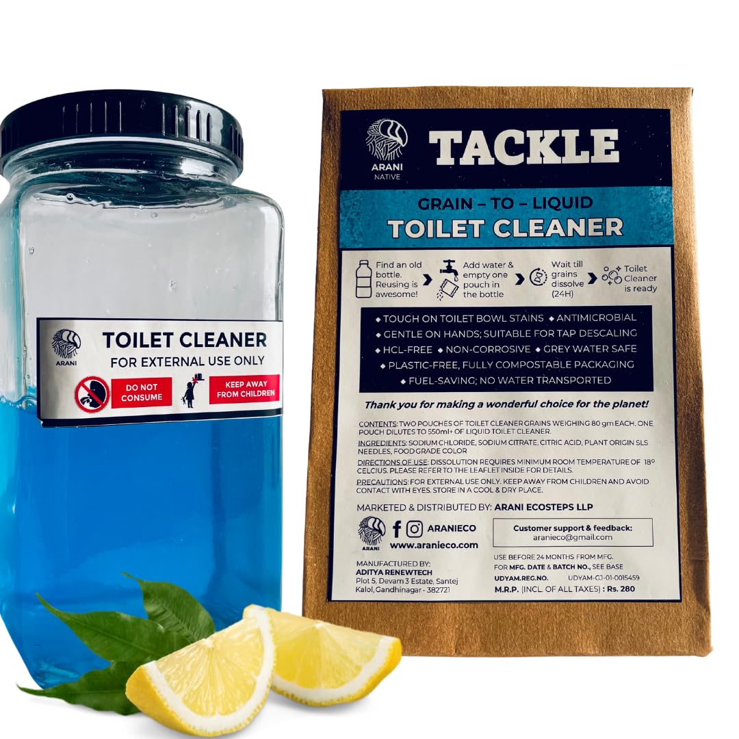 Arani Eco 1.1 Litre Tackle Toilet Cleaner Grain-to-Liquid | Fume Less Deep Action | Tiles and Bathroom Cleaner| Heavy Duty No Bad Smell Eco Friendly Non HCL Baby Safe, Skin Safe, Pet Safe (B0CRNS3NTN) Amazon Price History, Amazon Price Tracker