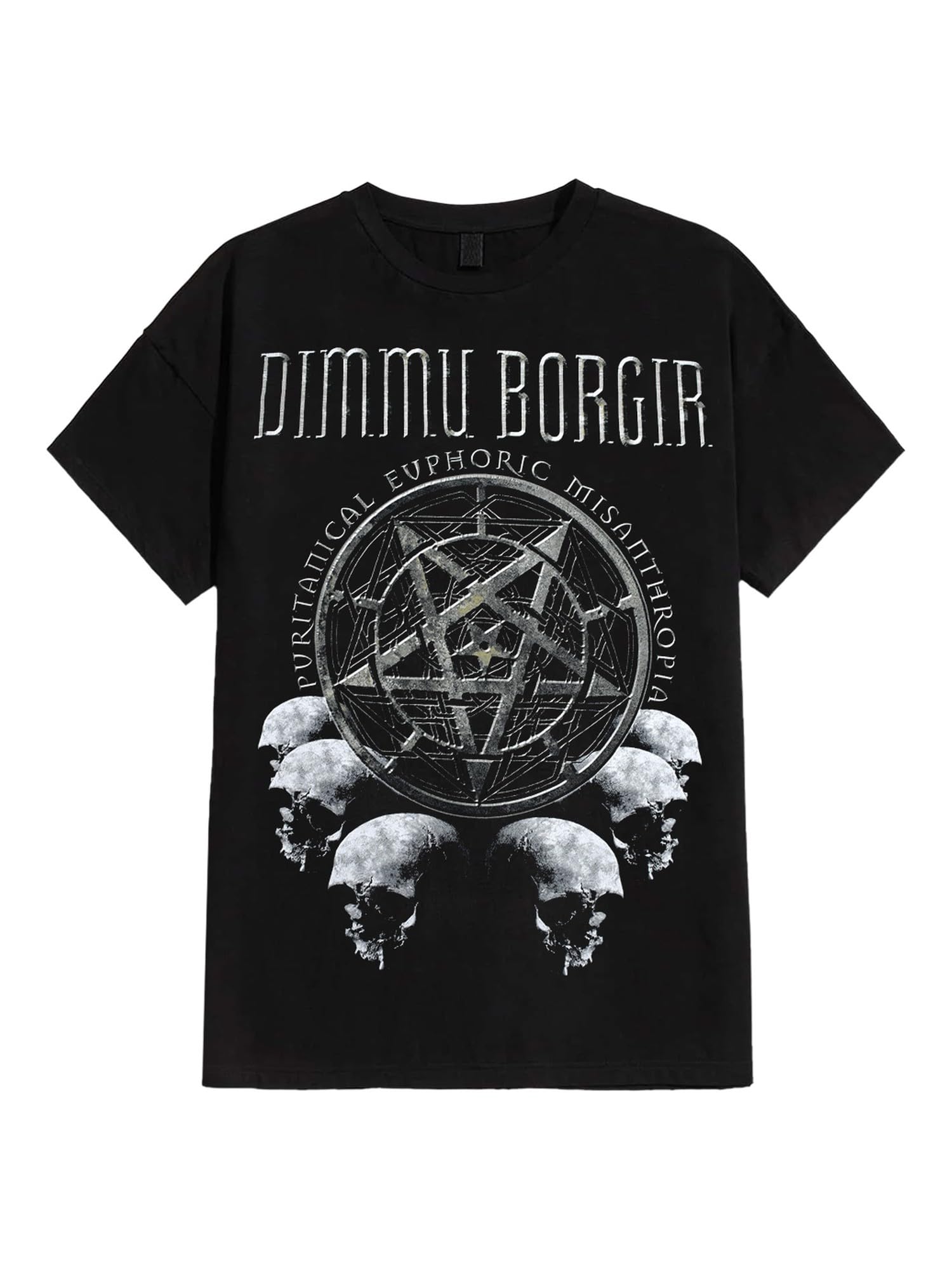 Dimmu Borgir Men's Black Puritanical Euphoric Misanthropia Skulls T-Shirt - M