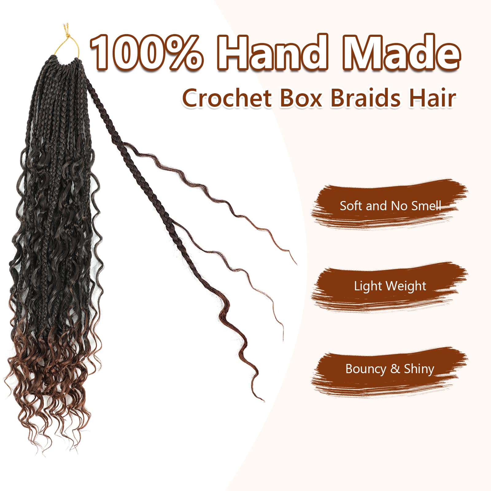 Crochet Braid Hair Extensions 8 Packs 24 Inch Pre-Looped Crochet Hair Extensions with Curly Ends Goddess Boho Braids for Black Women Braids Extensions Hair(1B/30#) - Image 3
