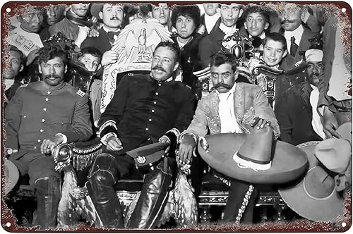 Letreros de metal vintage – Cartel de metal de los líderes de la revolución mexicana, Pancho Villa y Emiliano Zapata, póster de hojalata para