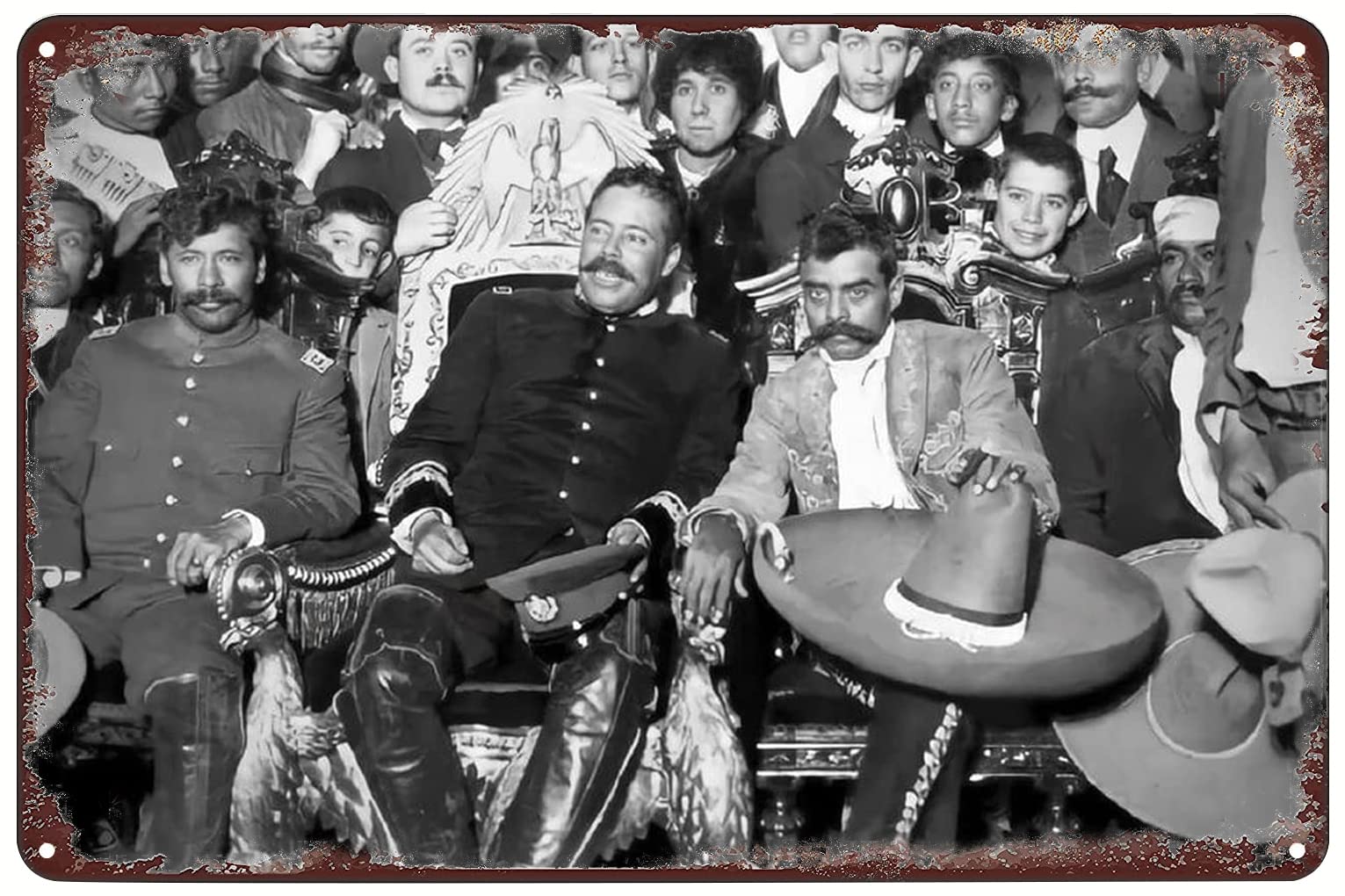 Vintage Metal Signs - Mexican Revolution Leaders Pancho Villa And Emiliano Zapata Tin Sign Poster Wall Art Decor Plaque for Home Bar Pub Club Cafe Living Room Bedroom 8x12 inch