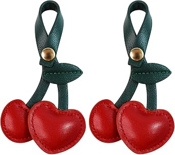 18K Gold Plated Cherry Keychain, Cherry Purse Charm Made of Metal Hardware and Glittering Resin, Cherry Charm