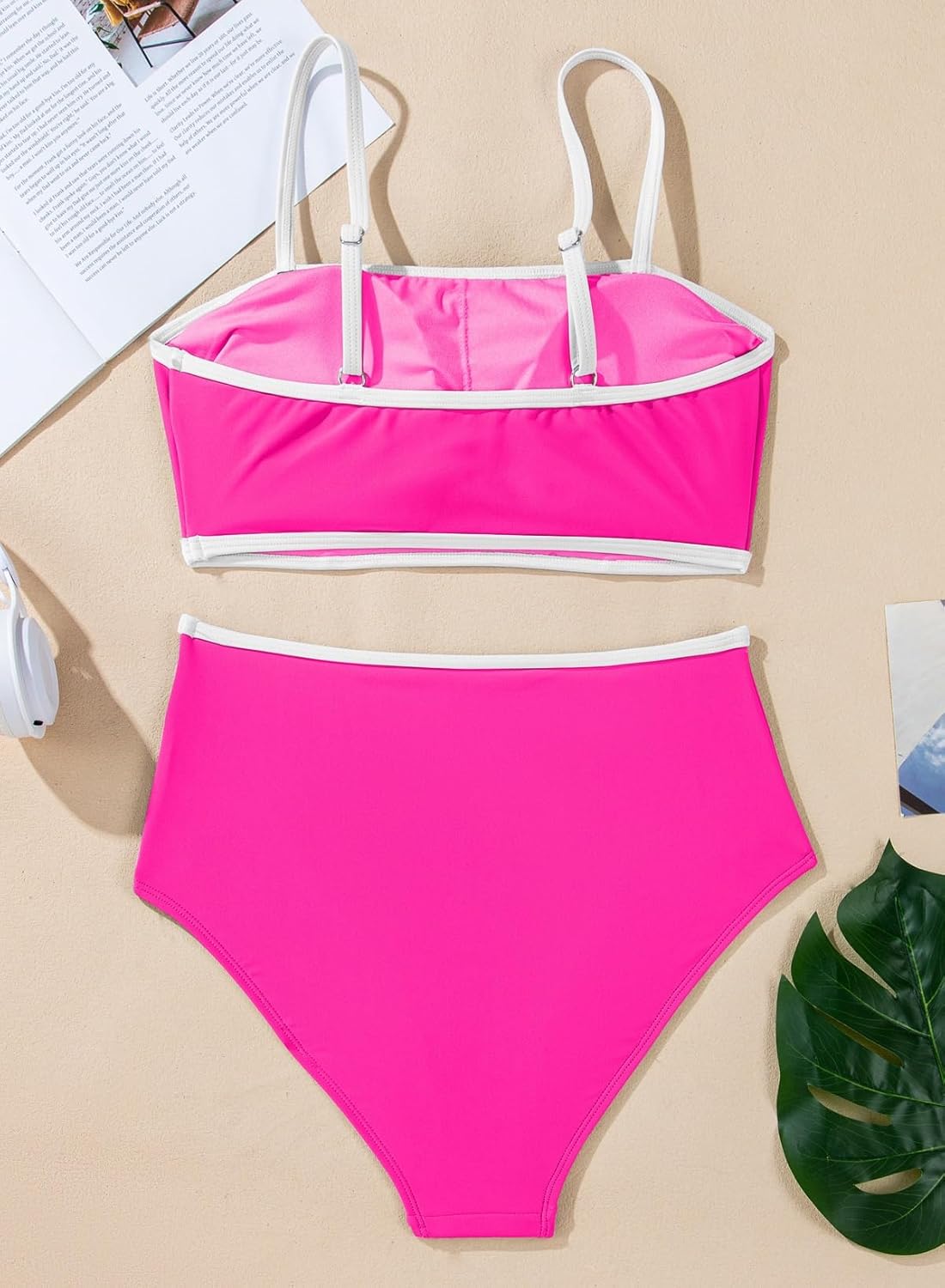 Herseas Women's 2 Pieces Colorblock Bikini Sets Square Neck Swimsuit Adjustable Spaghetti Straps Bathing Suit - Image 5