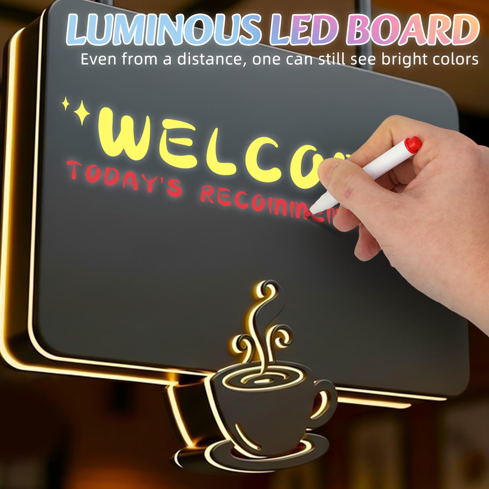 Zerodeko 12pcs Washable Neon Chalk Markers, Erasable Acrylic Marker Set for Led Writing Boards Acrylic Whiteboards - Image 2