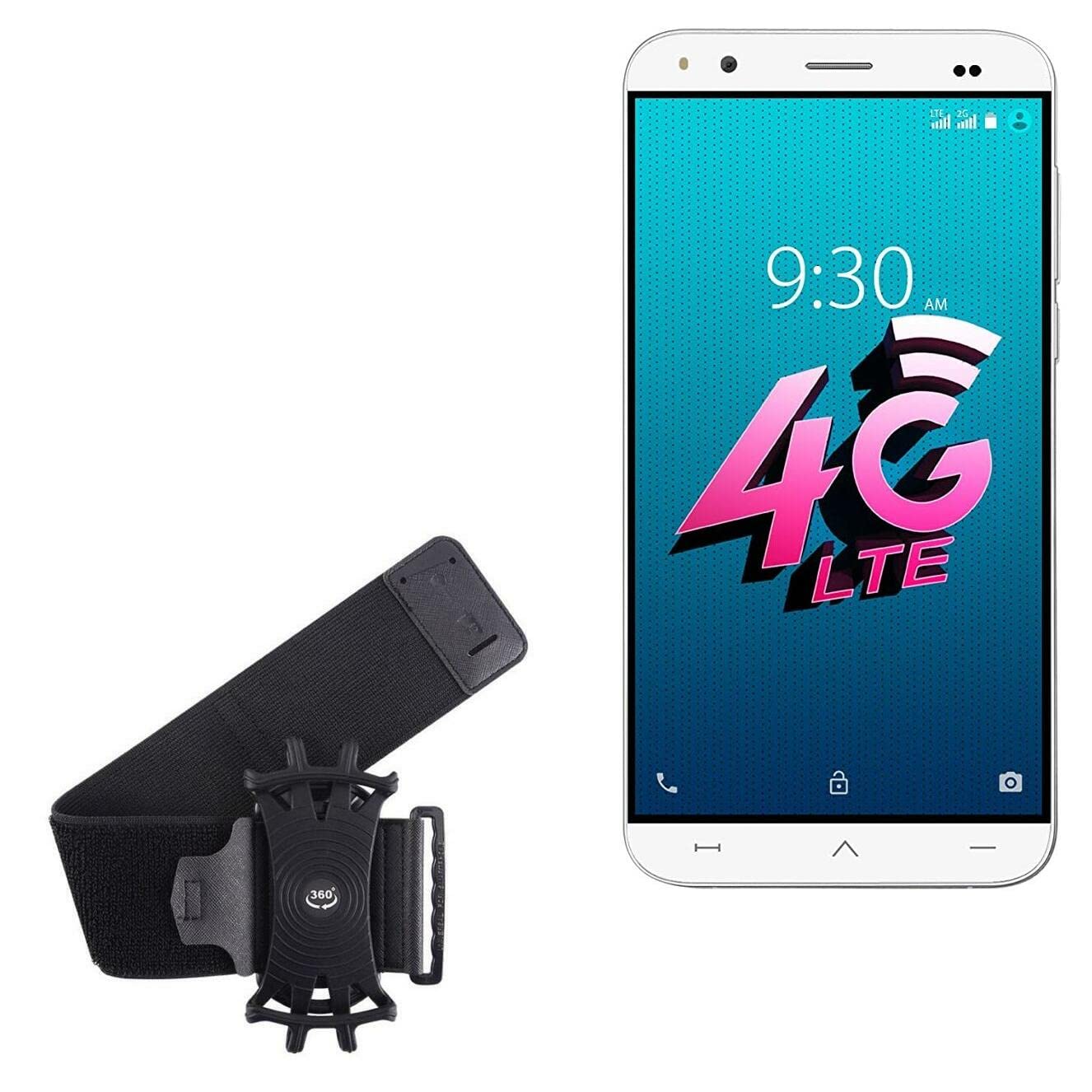 BoxWave Holster Compatible with CellAllure Bolt 5.5 S - ActiveStretch Sport Armband, Adjustable Armband for Workout and Running - Jet Black