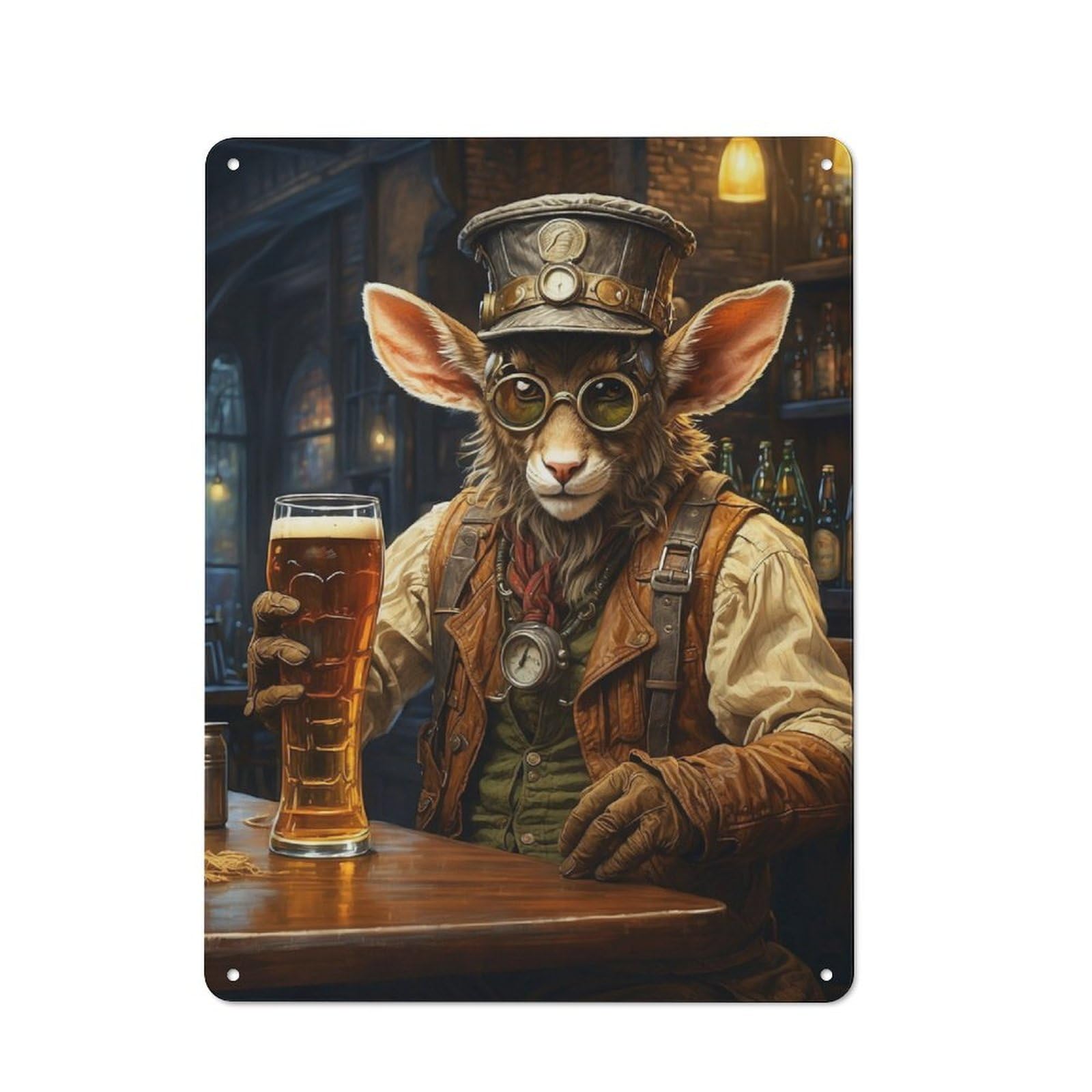 Junmoney Steampunk Craft Beer Faun Vintage Tin Sign 40X30cm With For Garage Wall, Suited To People Furnishing A Garage