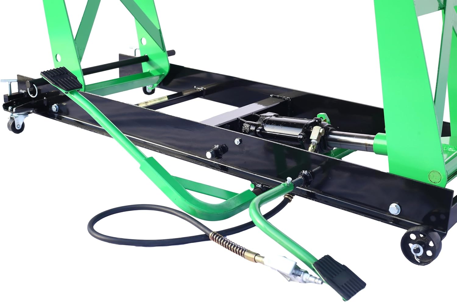 Air Hydraulic Motorcycle Lift Table 1000 Lb Capacity ATV Lift Hoist Pneumatic Jack Heavy Duty Manual Lift Ramp Removable Hydraulic Jack Stand Vehicle Repair Work Platform Green