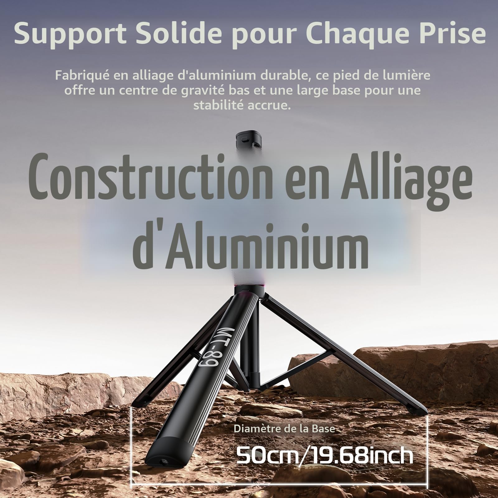 ULANZI MT-89 Trépied de Lampe en Aluminium, 208cm trépied Extensible Portable, Support pour Appareil Photo et éclairage, pour Studio Photographie Extérieure Lumière Anneau Flash Boîte à lumière