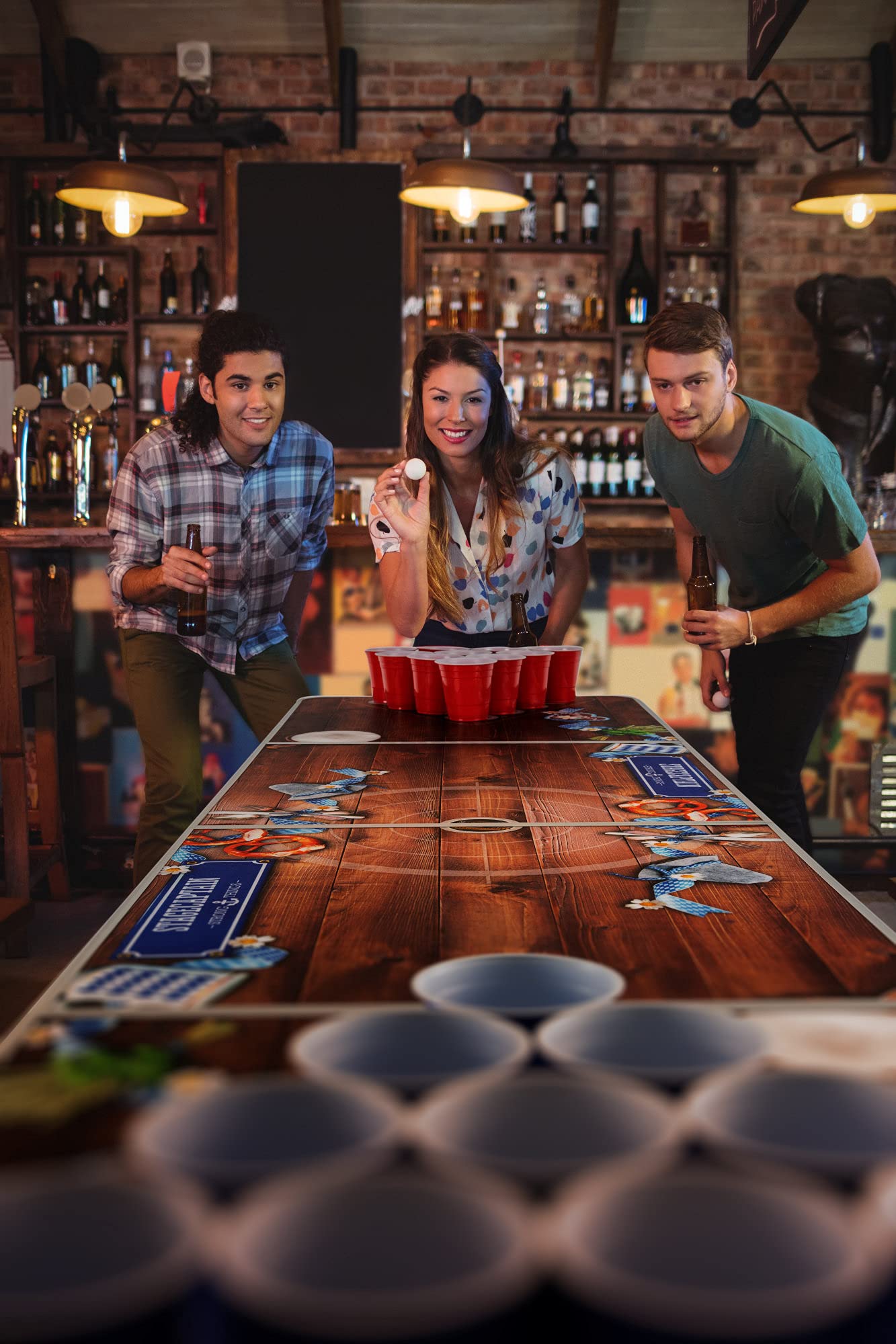 Stagecaptain Table Beer Pong Bavaria, Facile à Nettoyer, 6 balles de Jeu