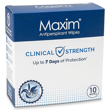 MaximÂ® Clinical Strength Antiperspirant Wipes for hyperhidrosis Excessive Sweating â€“ Reduces Sweat Up to 7-days Per Use â€“ Antiperspirant for Men and Women Certain to Keep you Dri. 10 wipes
