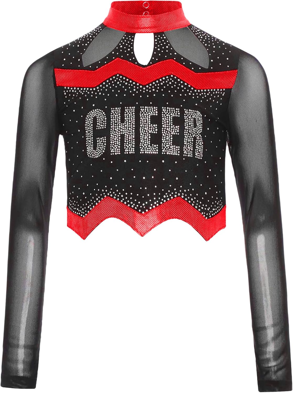 Kids Girls Ball Game Cheerleading Modern Dance Outfits Cheer Leader Team Uniform Long Sleeve Crop Top