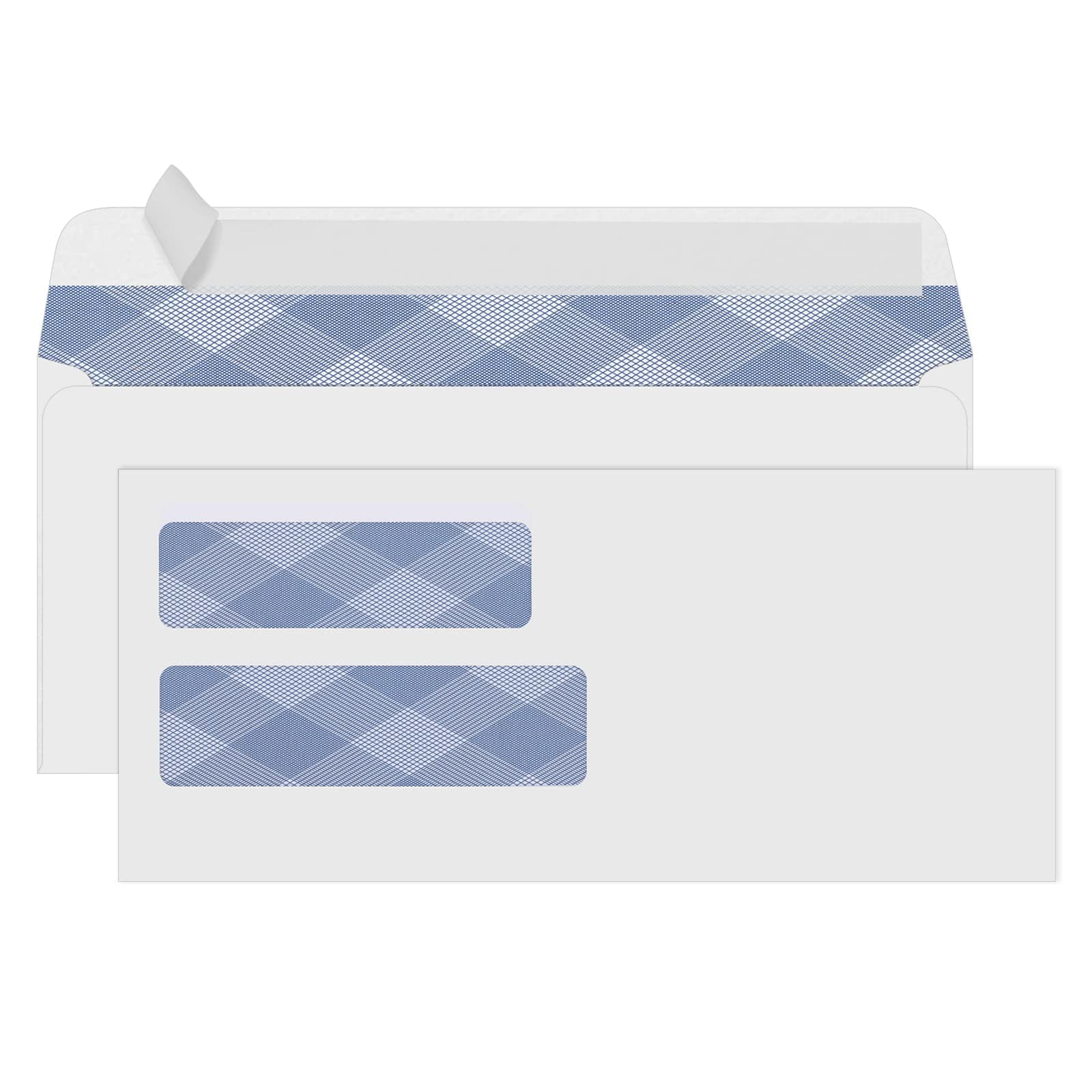 500#10 Double Window Security Envelopes, PANDRI NO.10 Self-Seal Window Envelopes Designed for QuickBooks Invoices, Business Statements & Documents -
