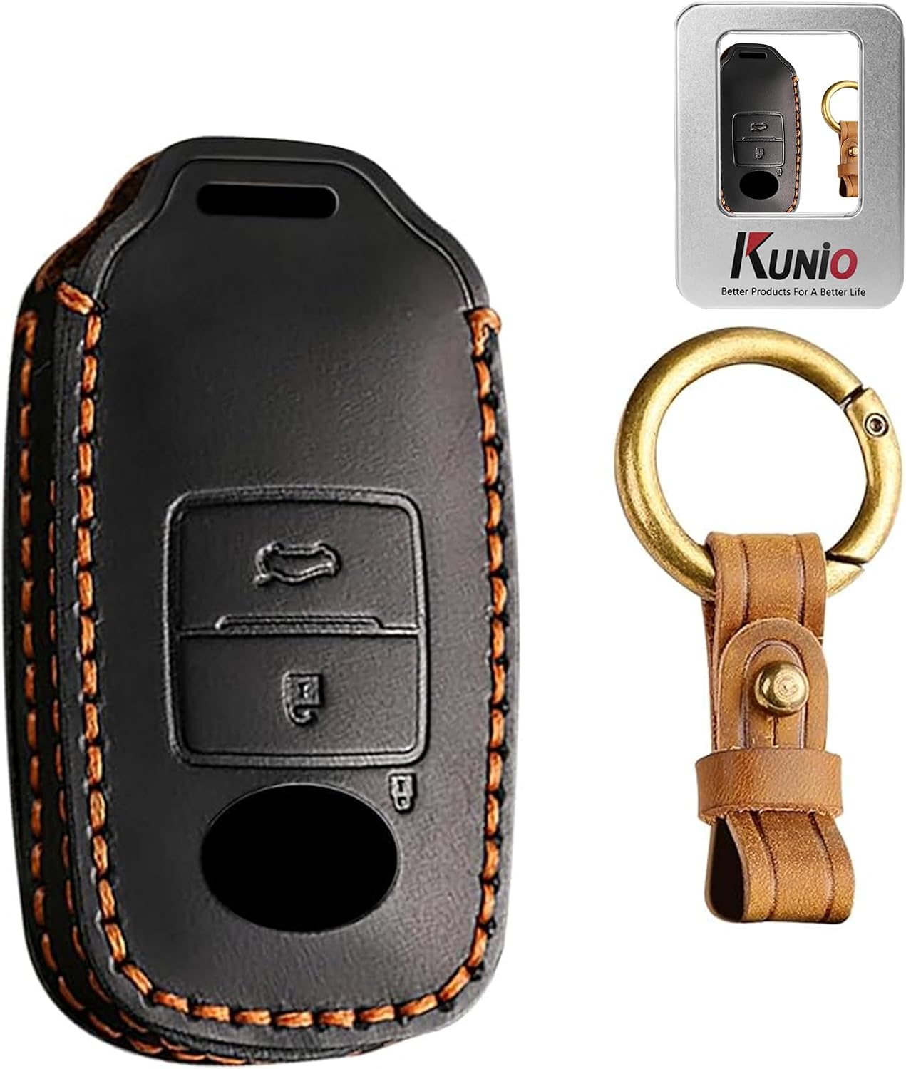 KUNIO Leather Car Key Cover Fit for Daihatsu Raize Perodua Yaris