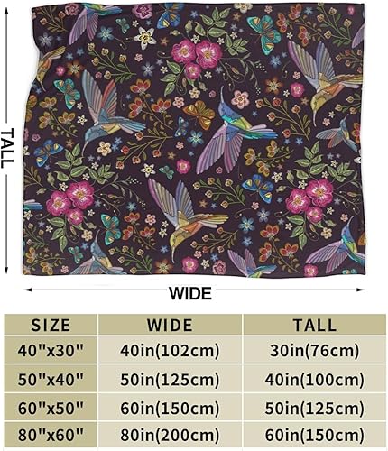Miniatura 3 de Regalos de colibrí para mujeres, manta de flores, regalos de pájaros para mujeres, mamá, niñas, decoración floral para el hogar, dormitorio, sala de
