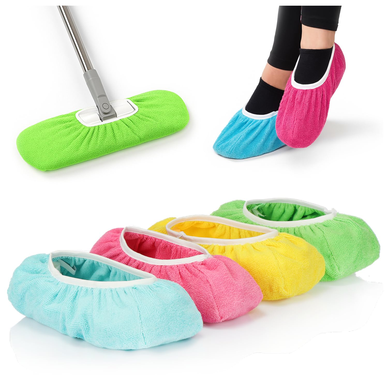 COM-FOUR® Fundas para mopa 4x en 4 colores - Fundas de repuesto de microfibra absorbente...