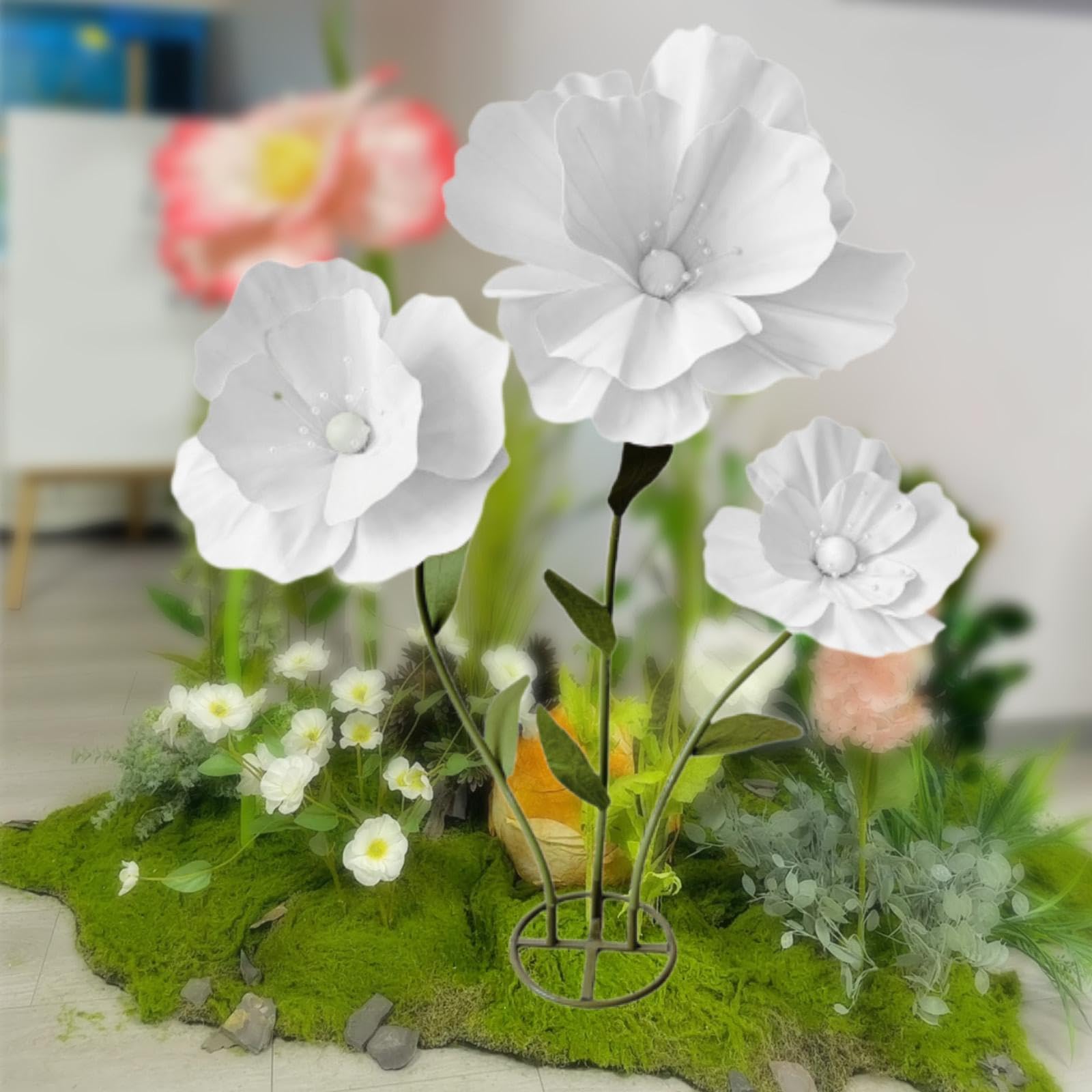 TISHITA Fiore Artificiale Decorazione per Eventi Oggetto di Scena per Feste Allestimento per Vetrine Realizzato in Schiuma PE Adatto per Negozi, Bianco