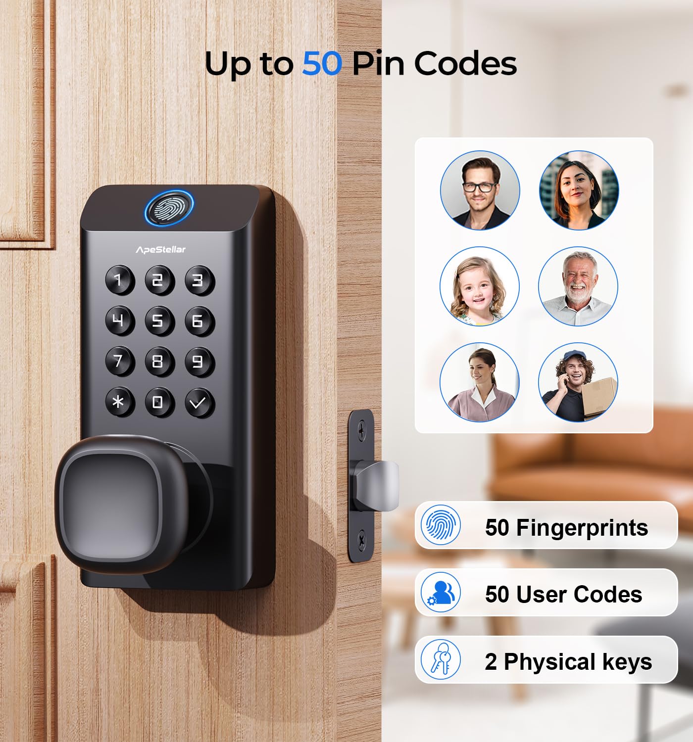 Fingerprint Keyless Door Lock - Keypad & Secure Entry -8