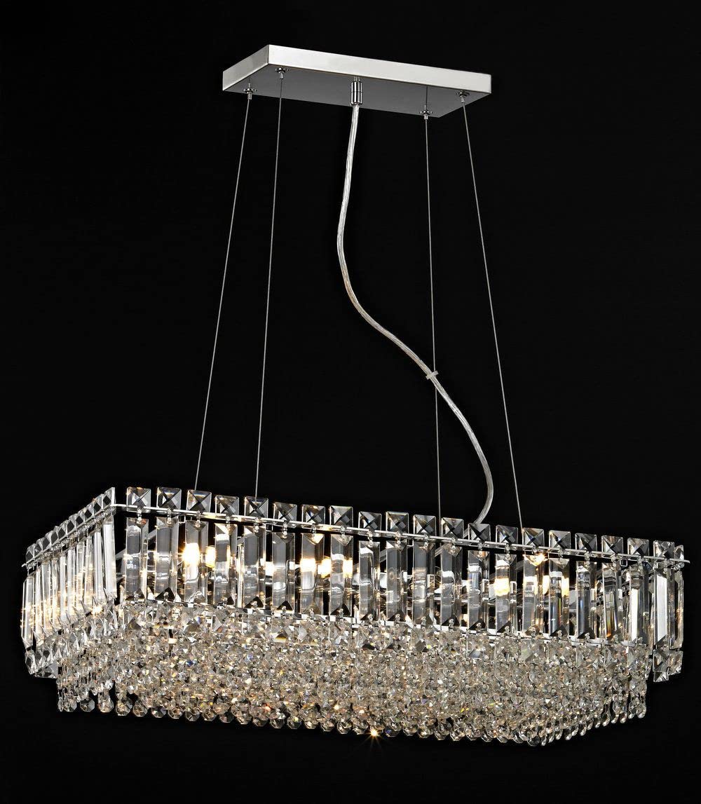 Impex Alvery 8 Light Polished Chrome Rectangular Ceiling Clear Crystal