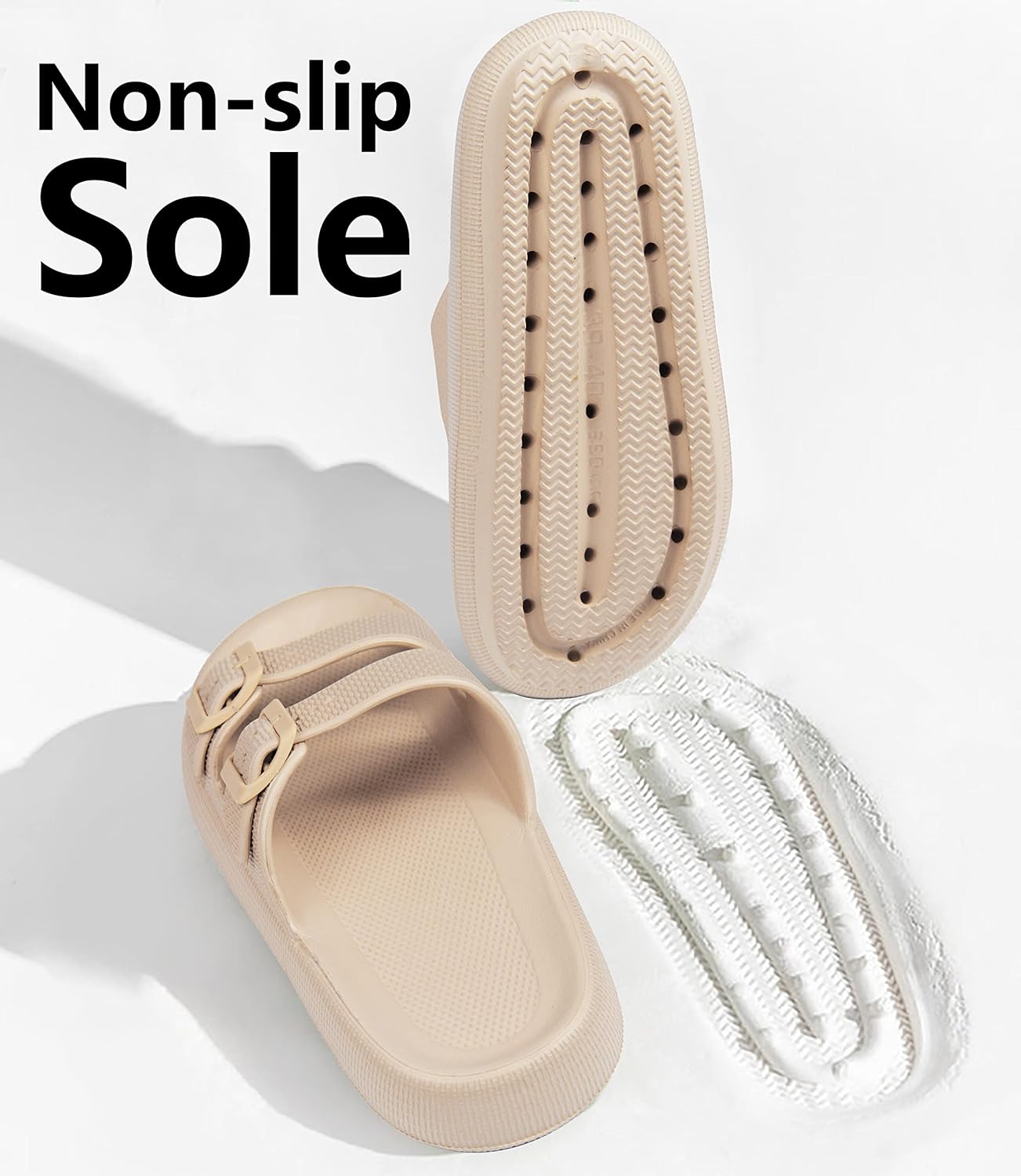 Weweya Sandals for Women and Men - Pillow Slippers - Double Buckle Adjustable Slides - EVA Flat Sandals - Image 6