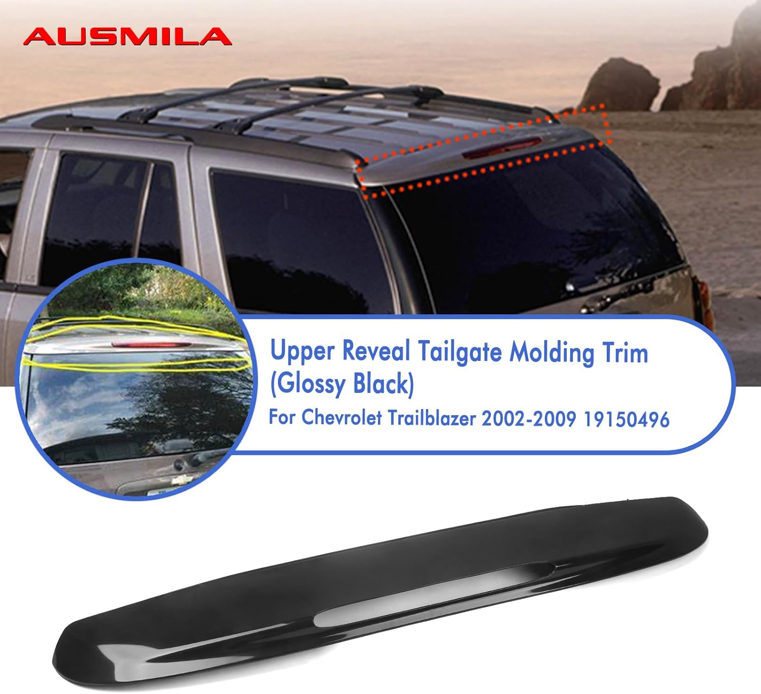 Car Upper Reveal Tailgate Molding Trim for Chevrolet Trailblazer 2002-2009 2007